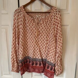 Beach Lunch Lounge Collection Boho Long Sleeve Peasant Blouse